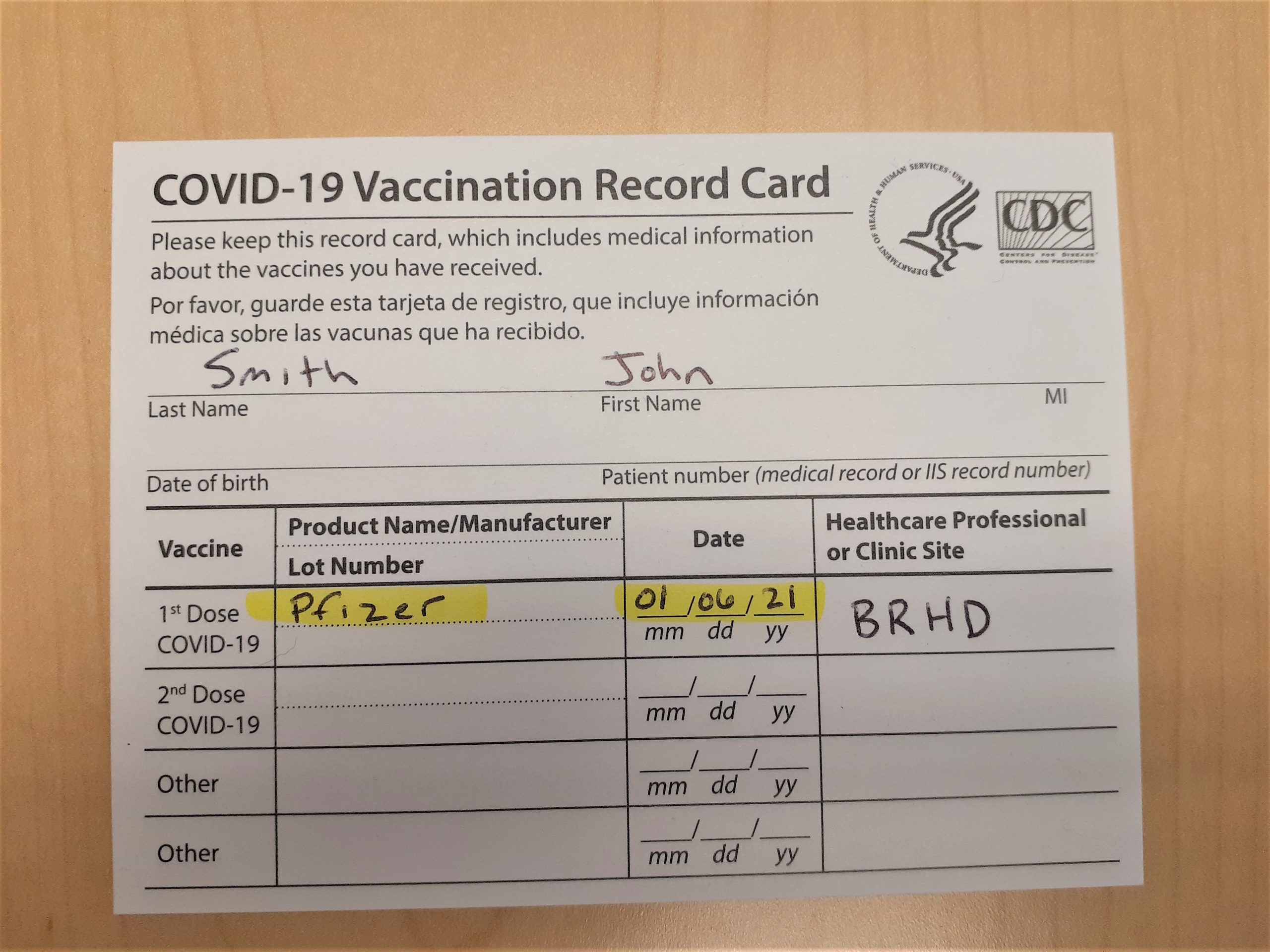 vaccination card template